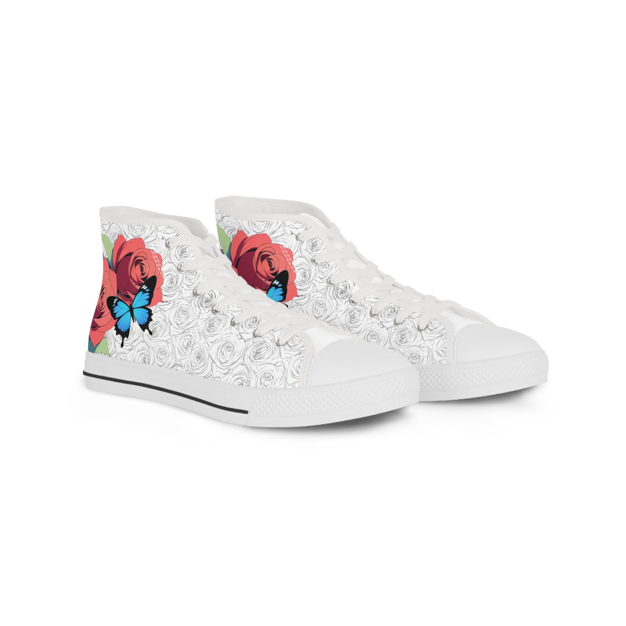 Roses And Butterfly High Top Sneakers (Men's)