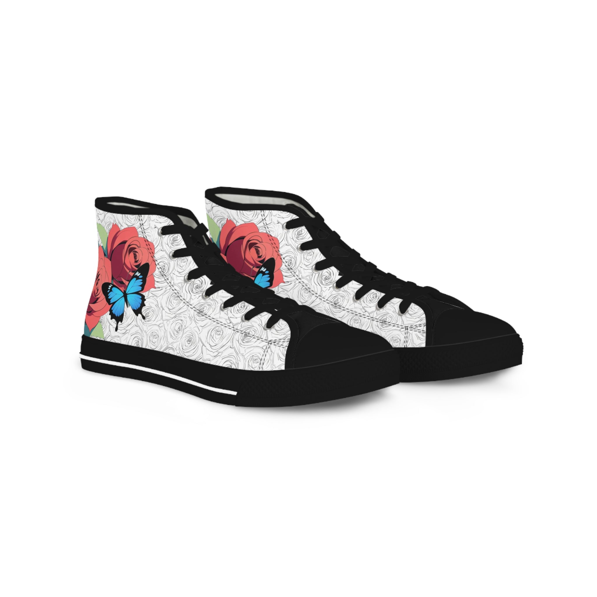 Roses And Butterfly High Top Sneakers (Men's)