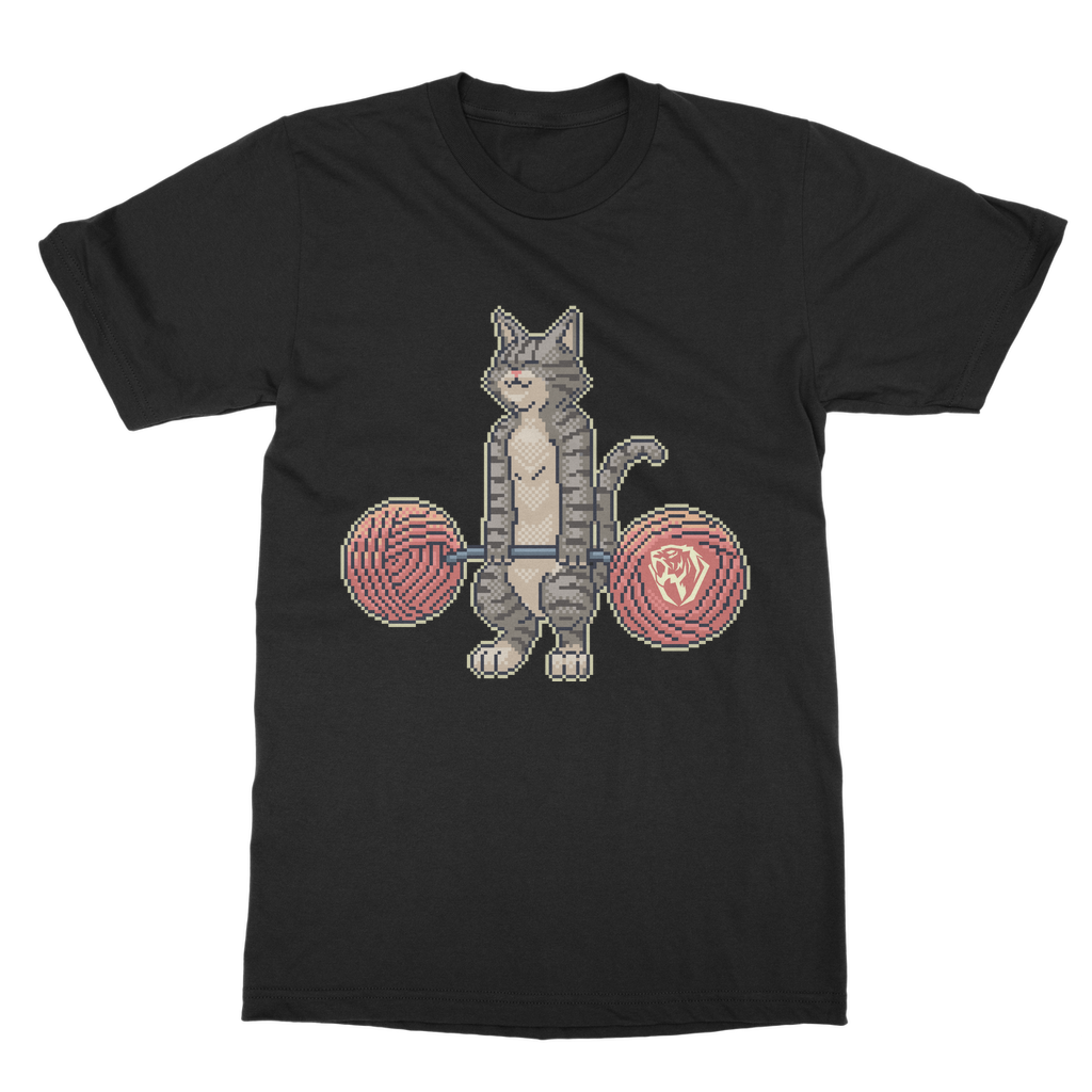 Deadlifting Tabby Cat [16-bit Pixel Edition] T-shirt (UK)