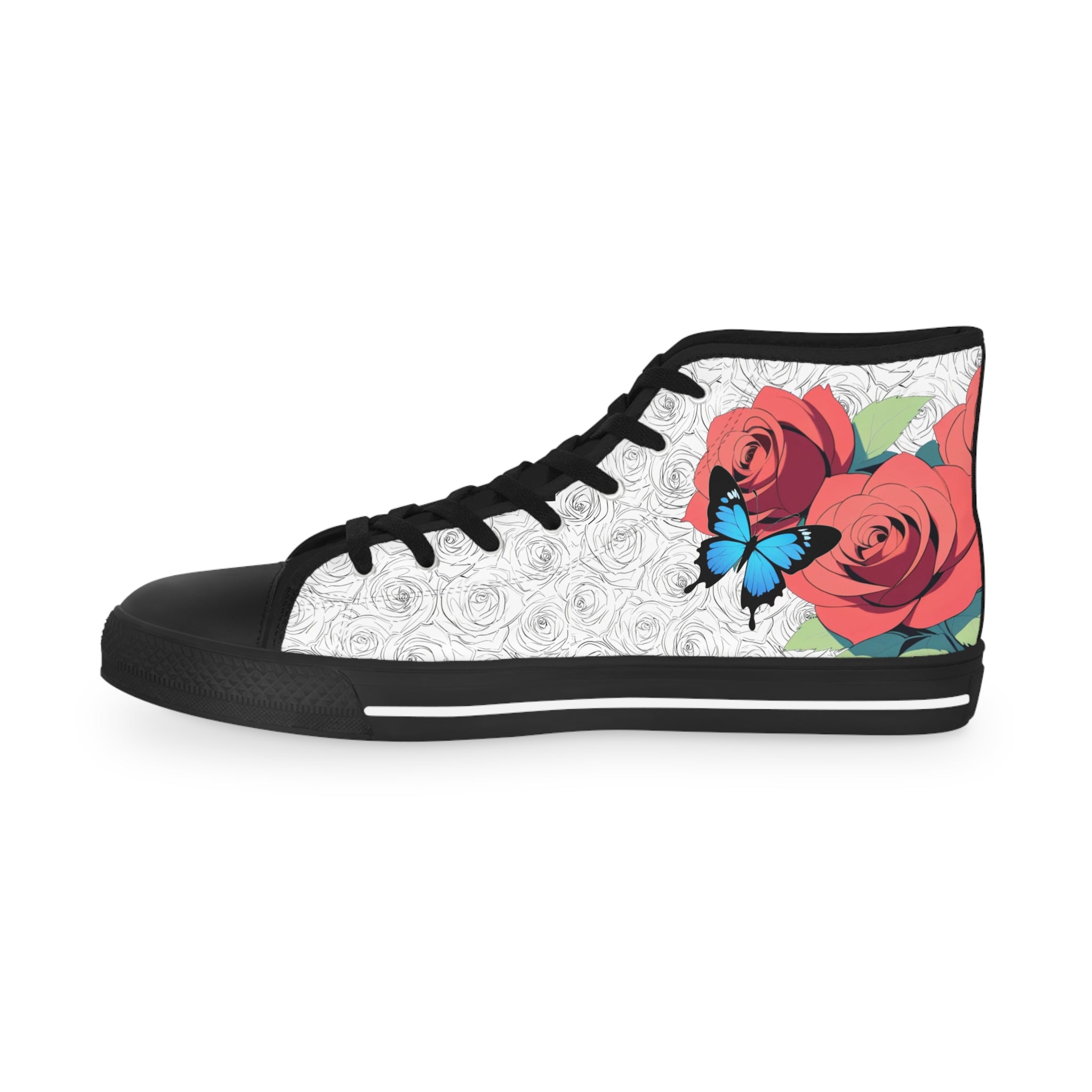 Roses And Butterfly High Top Sneakers (Men's)