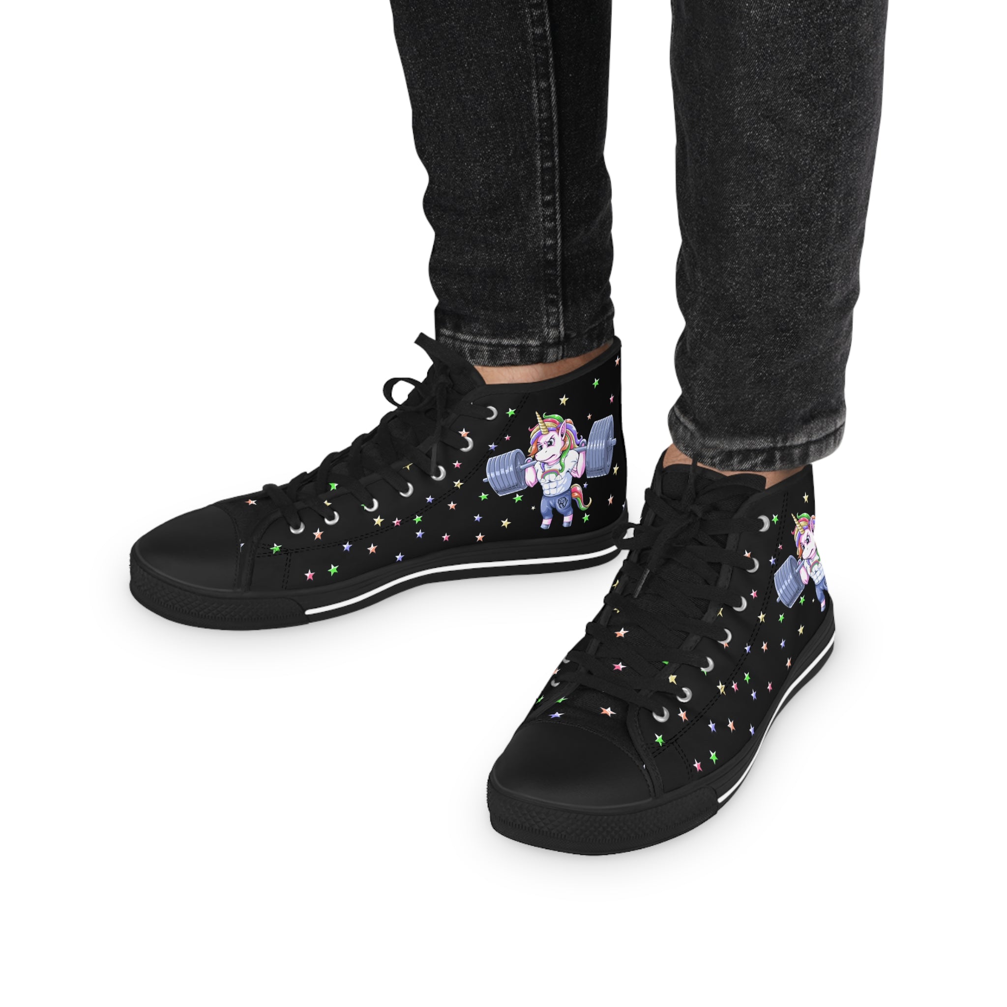 Squatting Unicorn High Top Sneakers (Men's)