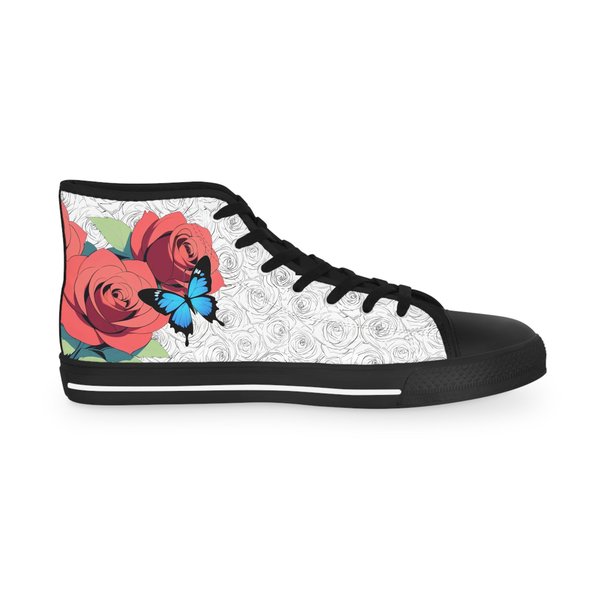 Roses And Butterfly High Top Sneakers (Men's)