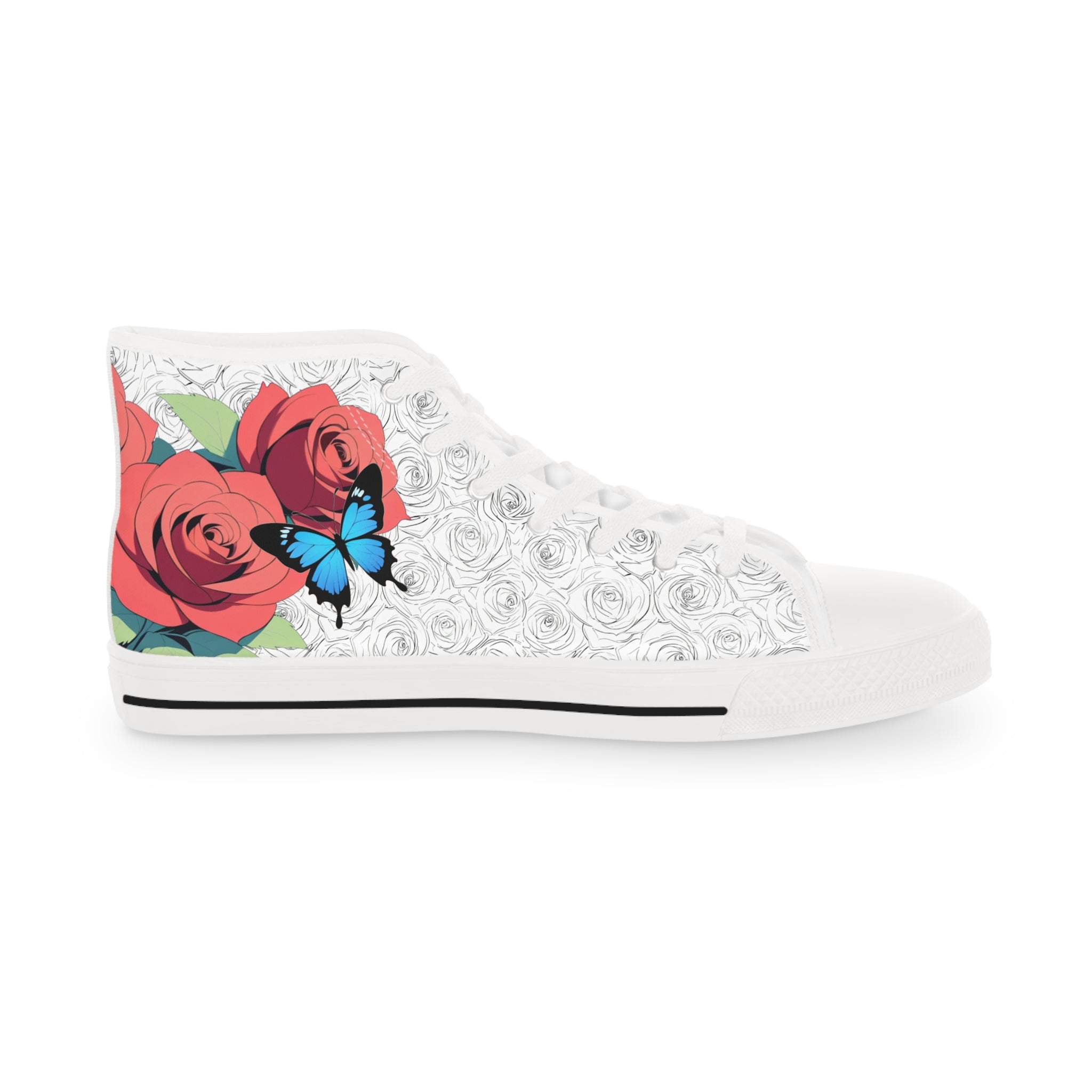 Roses And Butterfly High Top Sneakers (Men's)