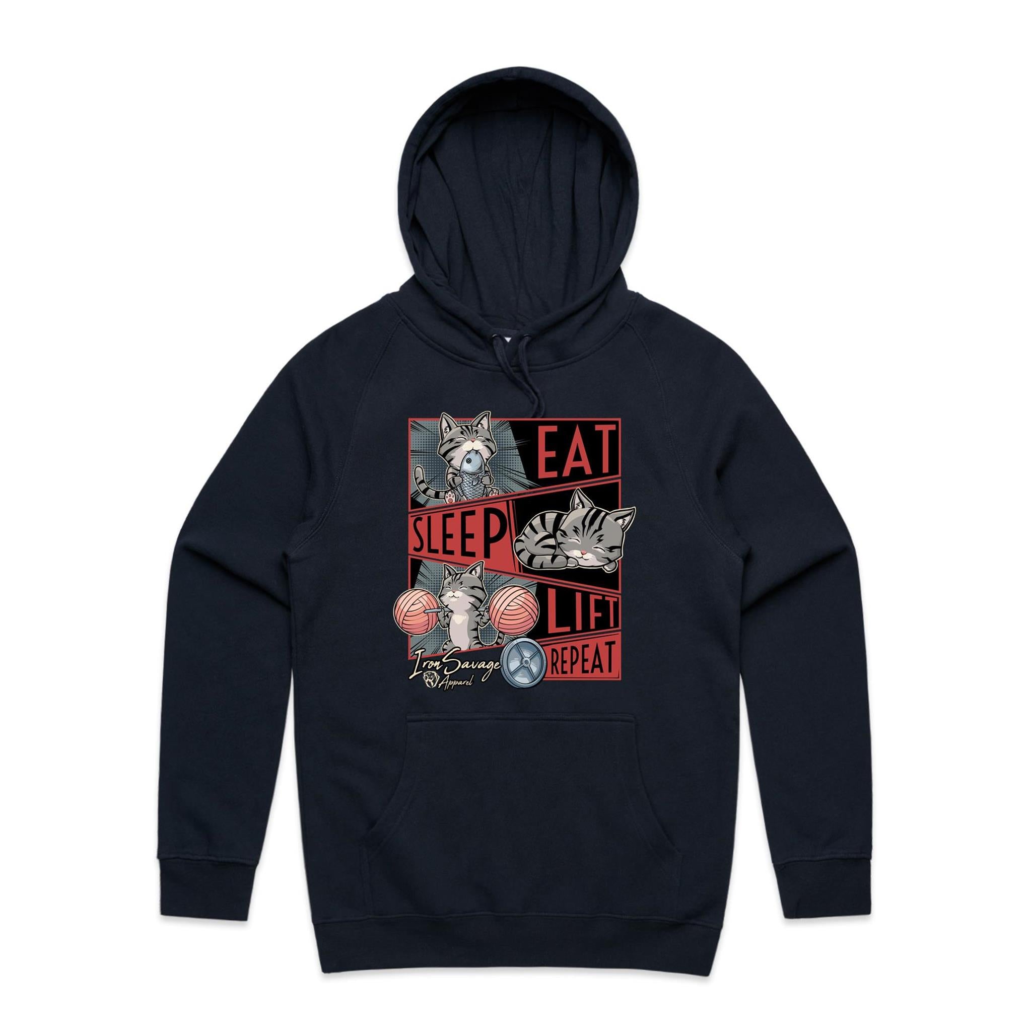 Eat, Sleep, Lift, Repeat Cat Hoodie (AU)