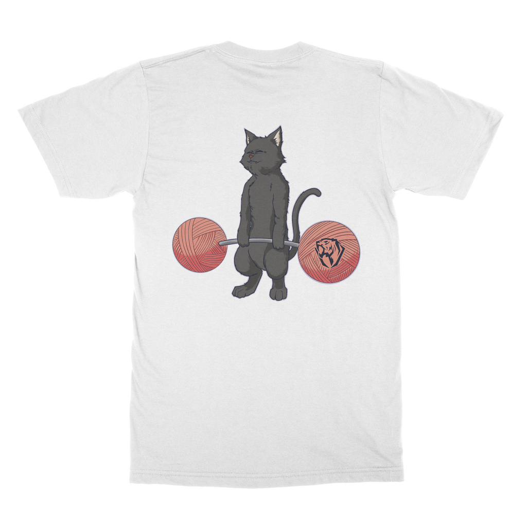 Deadlifting Black Cat (Back Print) T-shirt (UK)