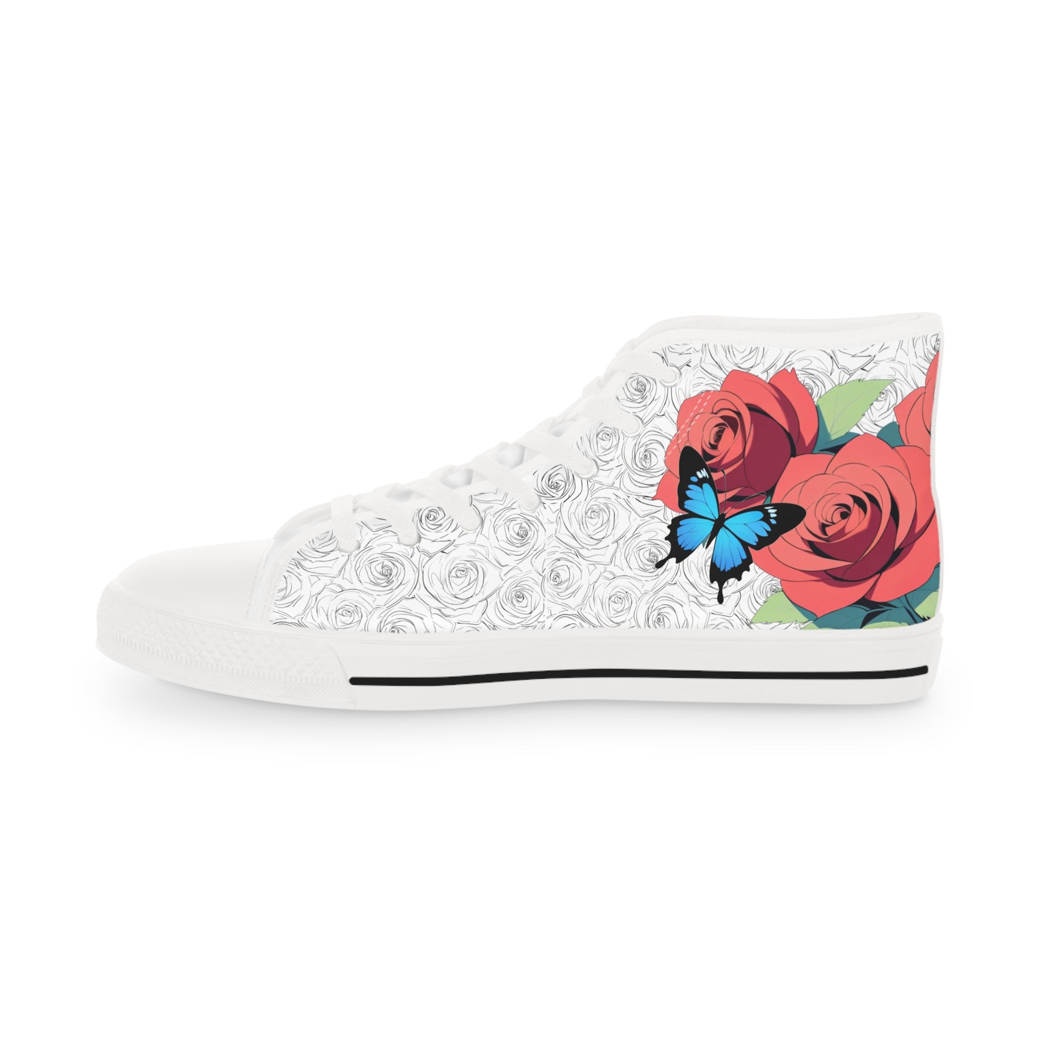 Roses And Butterfly High Top Sneakers (Men's)