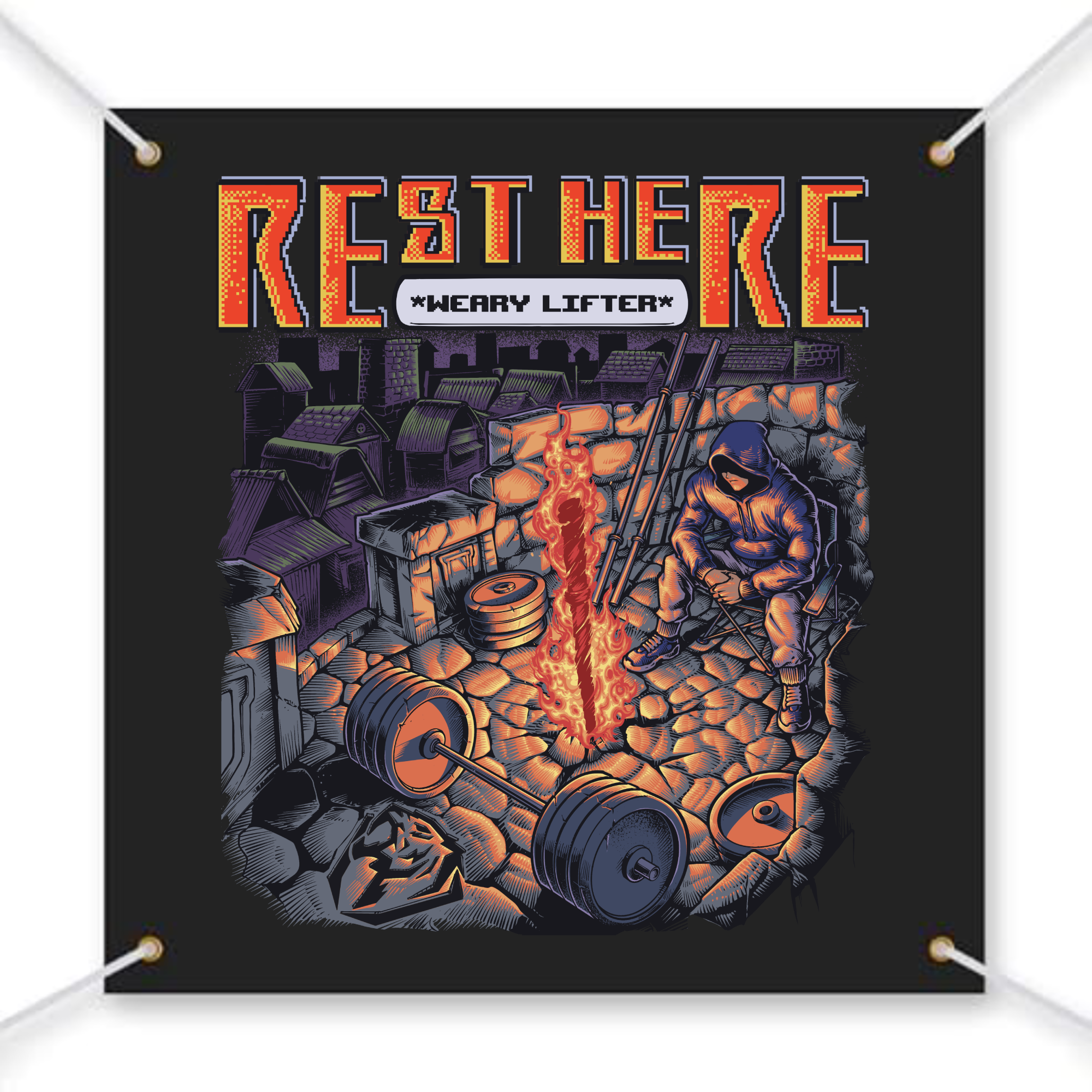 Rest Here Weary Lifter Banner