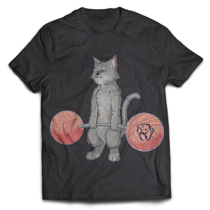 Deadlifting Grey Cat Tee