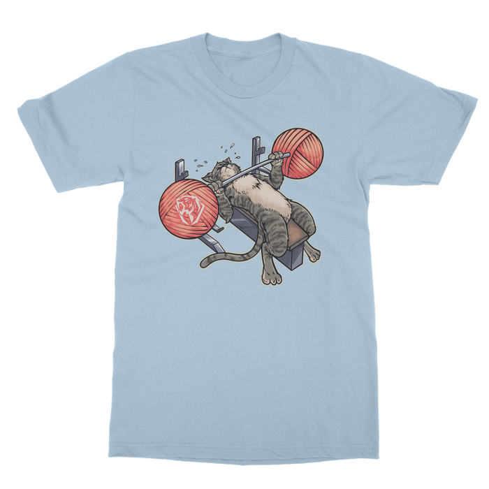 Benchpressing Brown Tabby Cat T-shirt (UK)