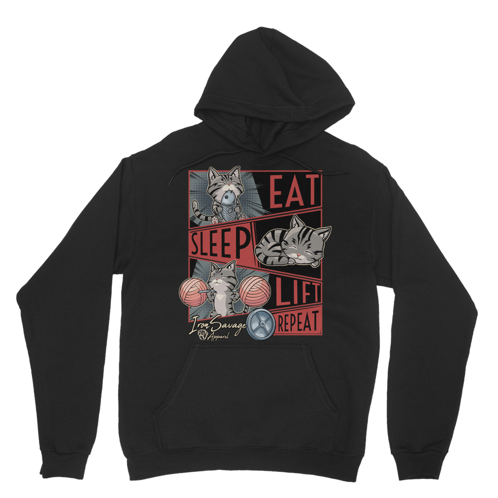 Eat, Sleep, Lift, Repeat Cat Hoodie (UK)