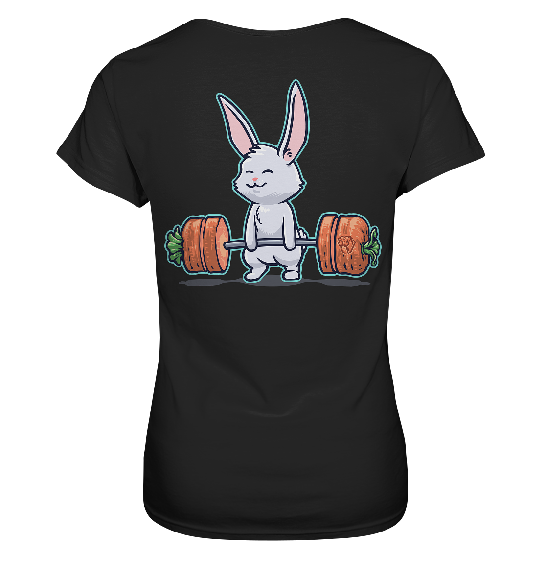 Deadlifting white bunny (back print) Ladies T-shirt (EU)