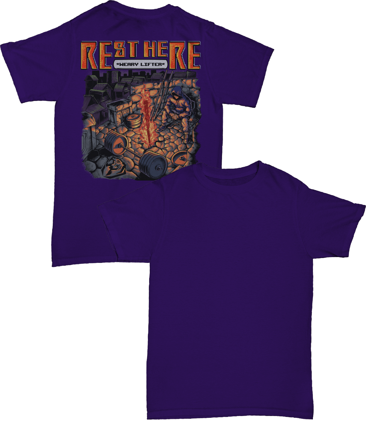 ★RESTANDRECREATION★ OVERSIZED WAVE LOGO T-SHIRT Rest Here Weary Lifter (Back Print Only) T-shirt – Iron