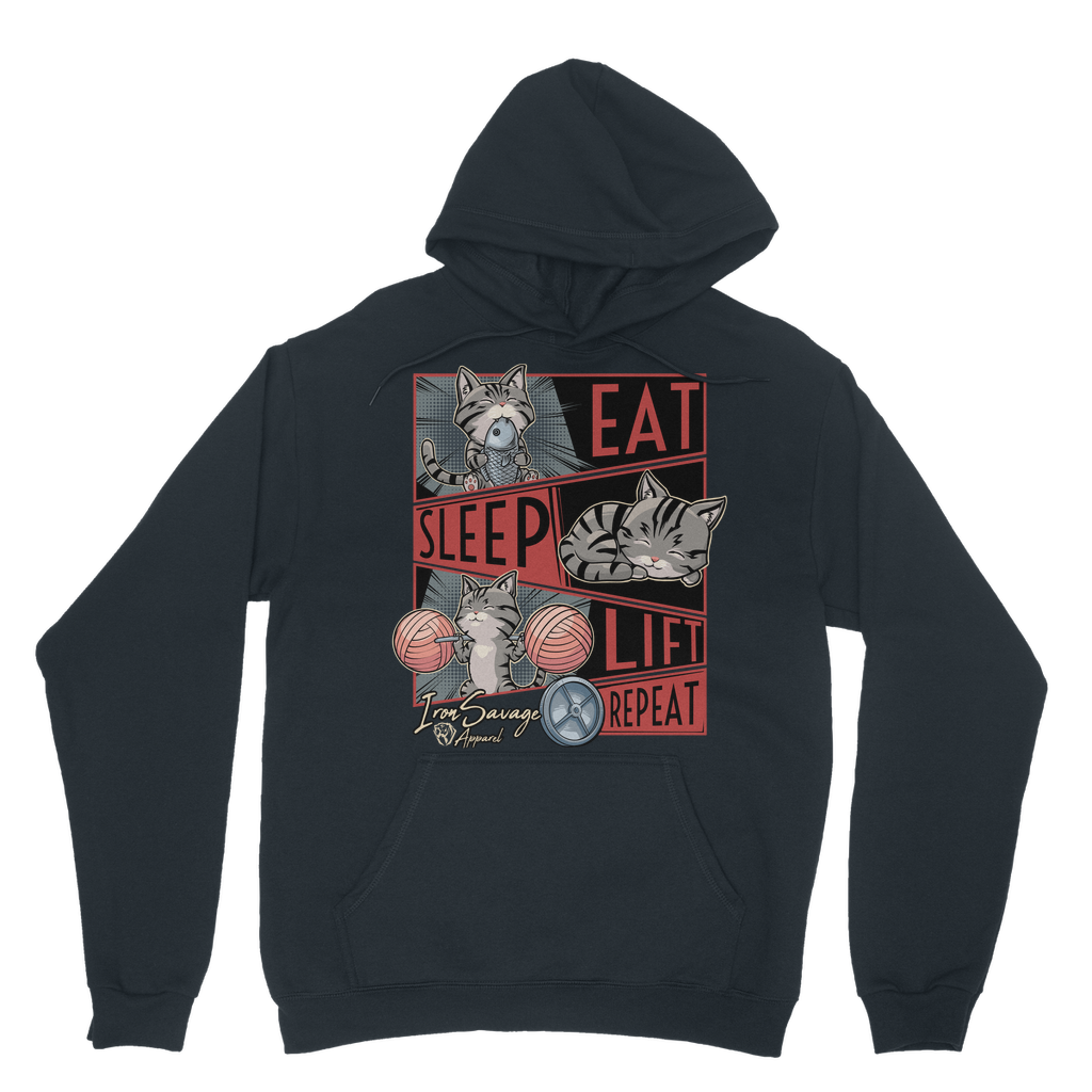 Eat, Sleep, Lift, Repeat Cat Hoodie (UK)