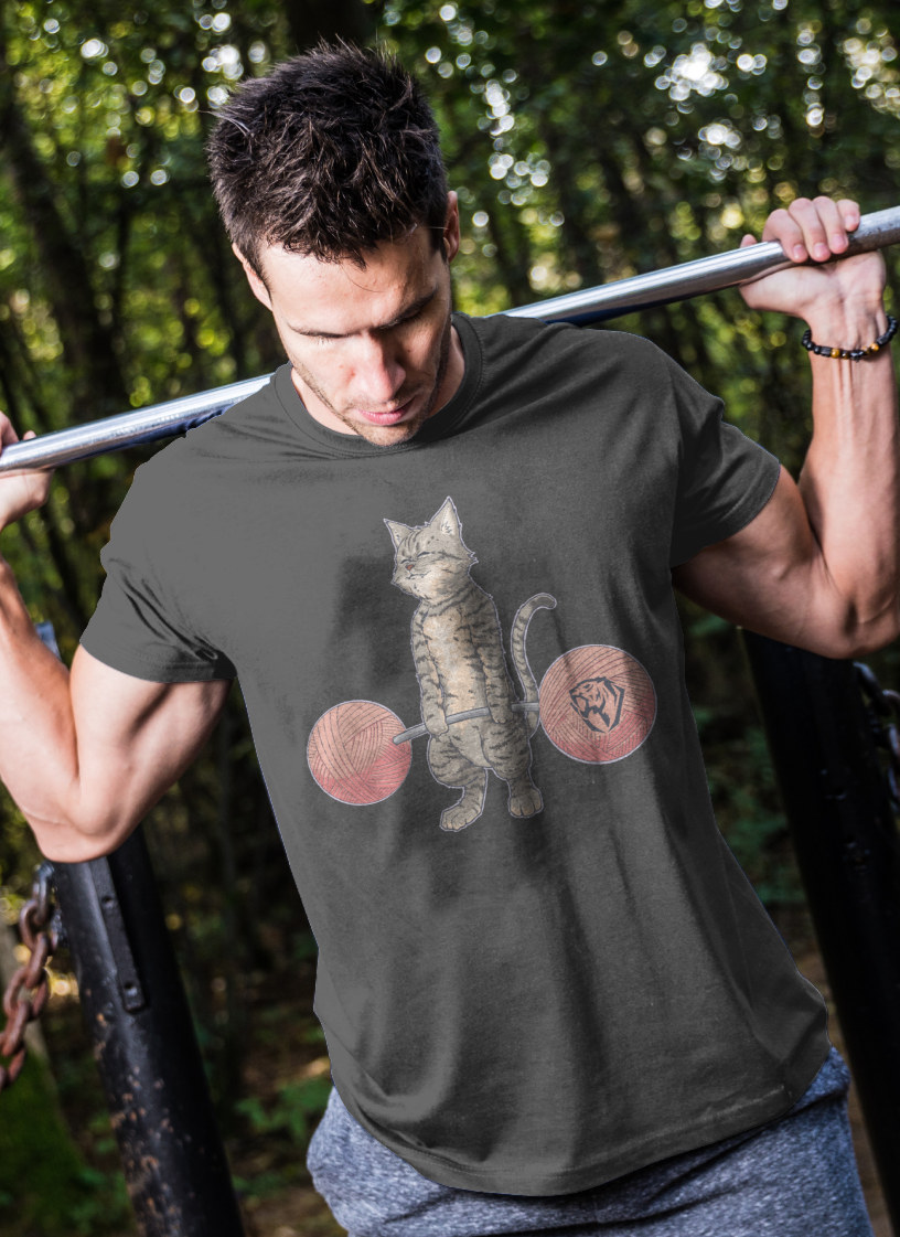 Deadlifting Tabby Cat T-shirt (AU)