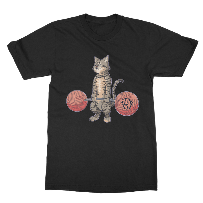 Deadlifting Tabby Cat T-shirt (UK)