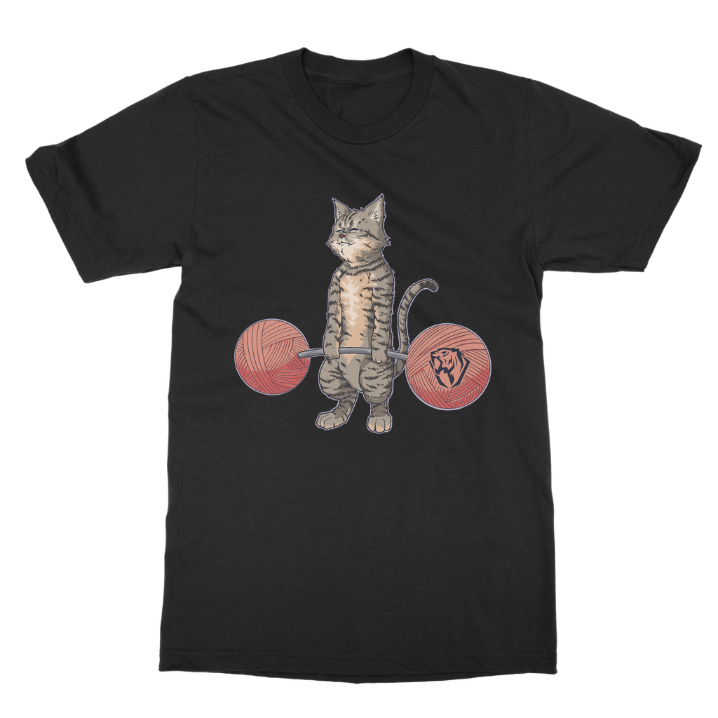 Deadlifting Tabby Cat T-shirt (UK)