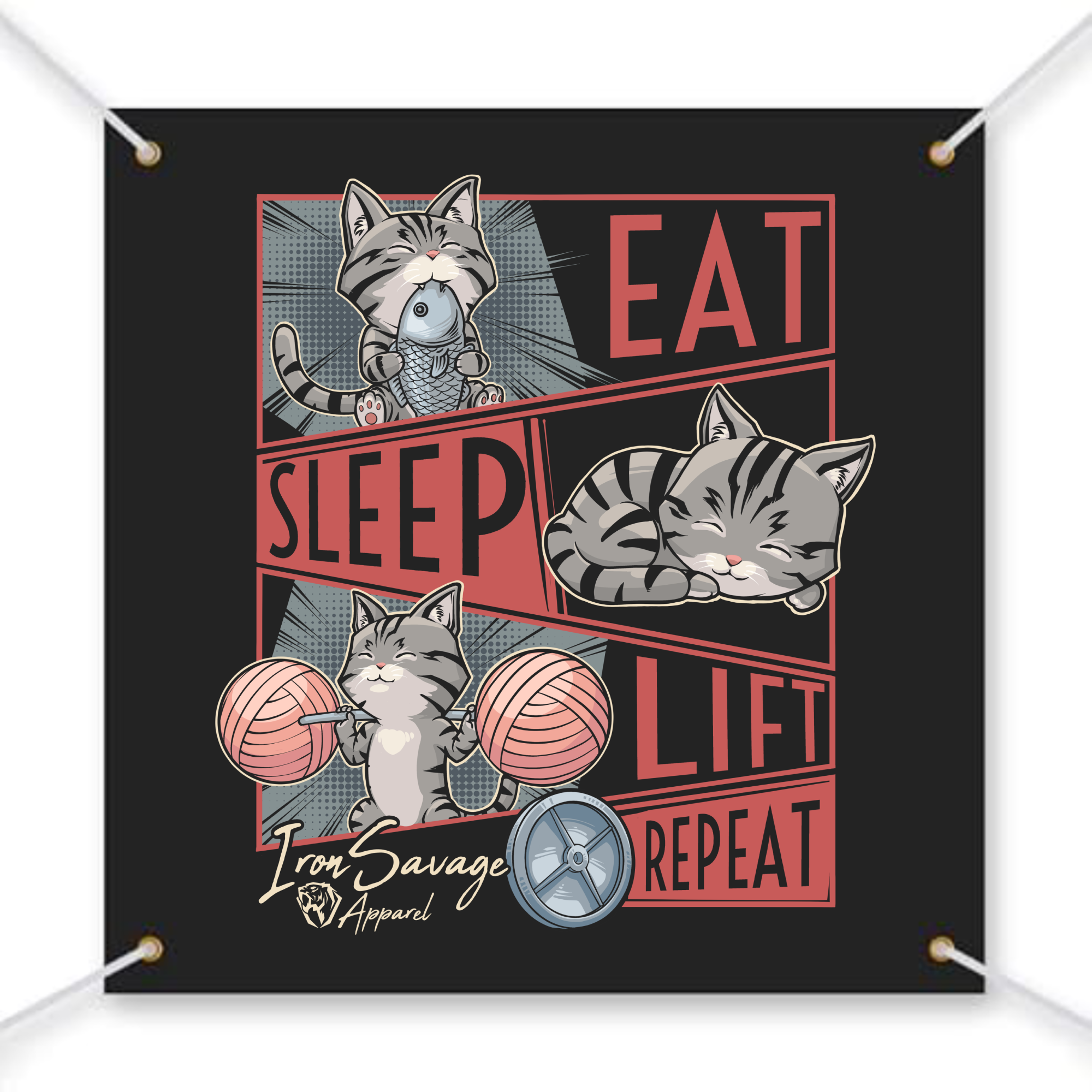 Eat, Sleep, Lift Repeat Cat Banner