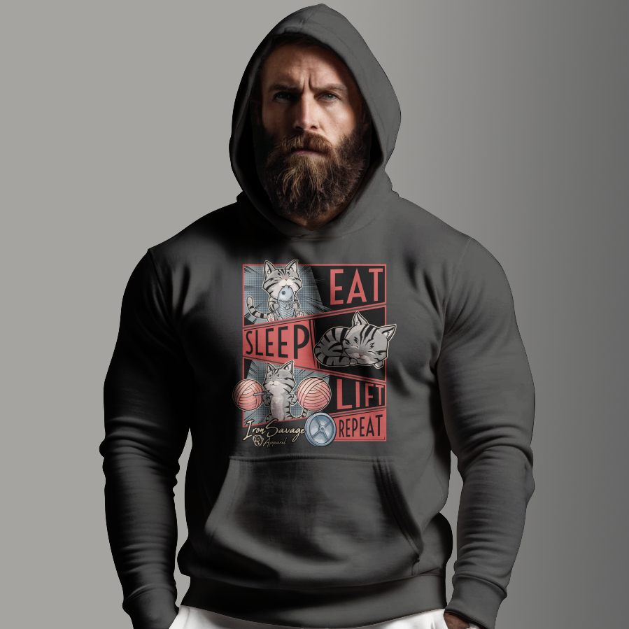 Eat, Sleep, Lift, Repeat Cat Hoodie (EU)