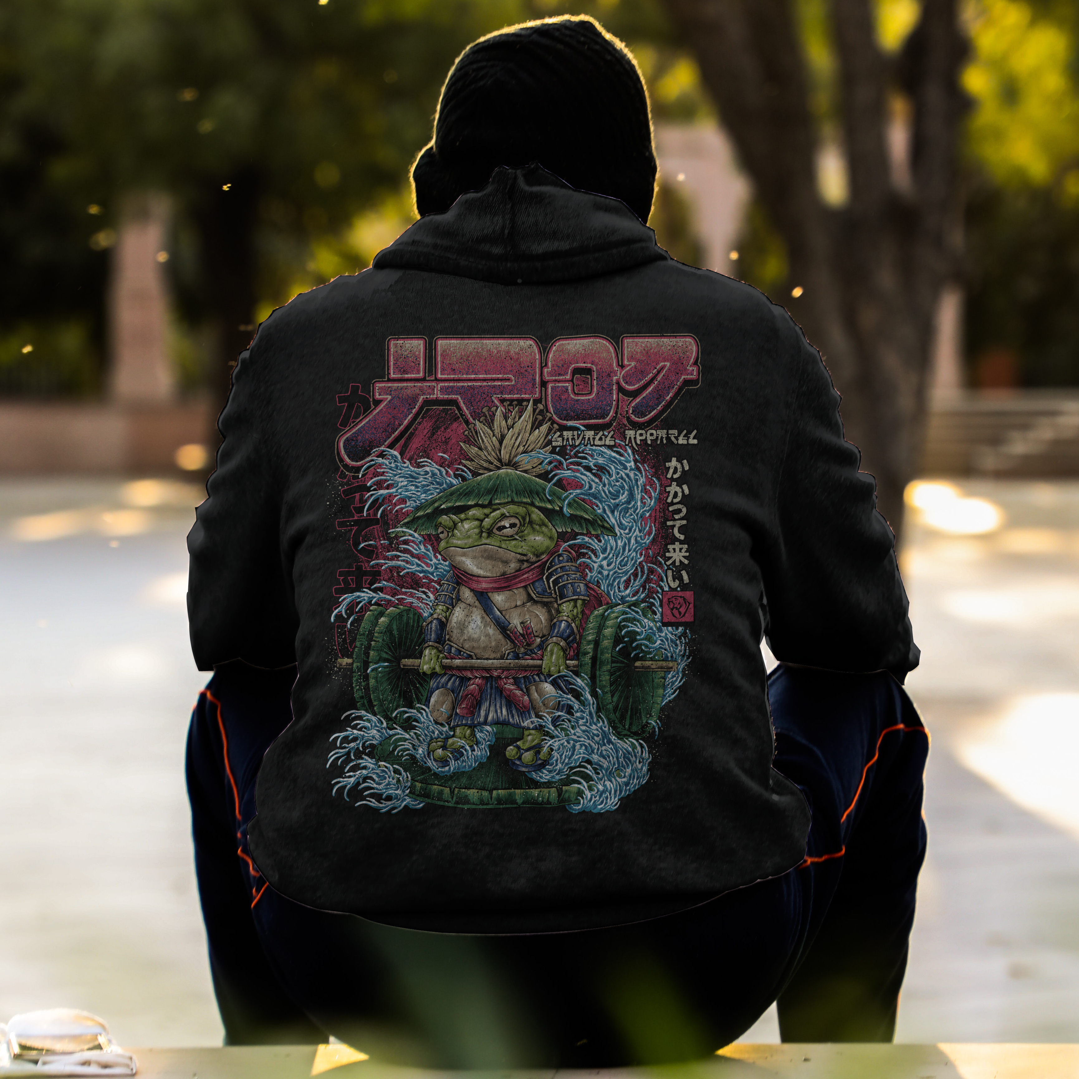 Samurai Frog: Bring it on Hoodie (Back print)