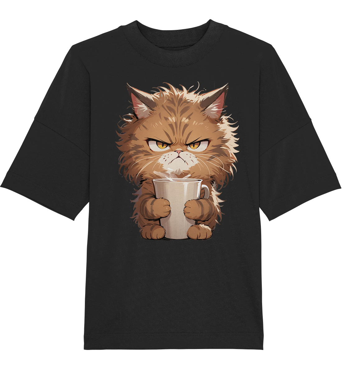 Angry Brown Tabby Cat Tee - Organic Oversize Shirt