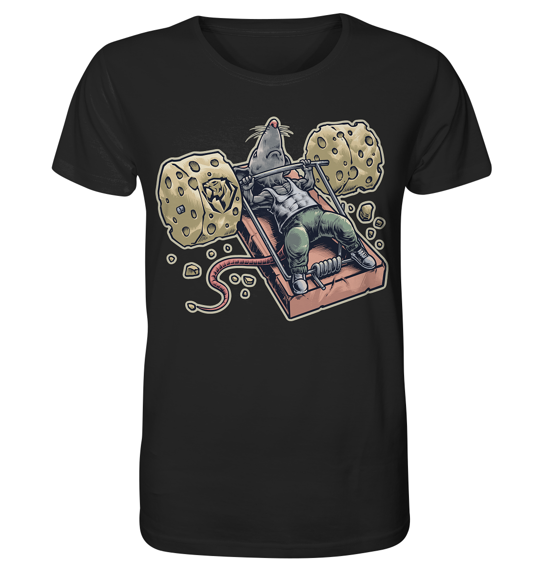 Mighty Mouse Benchpressing - Organic Shirt (EU)