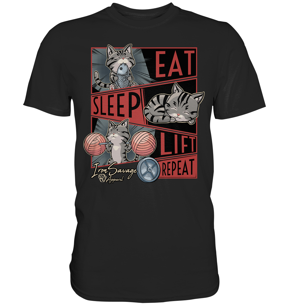 Eat, Sleep, Lift, Repeat Cat T-shirt (EU)