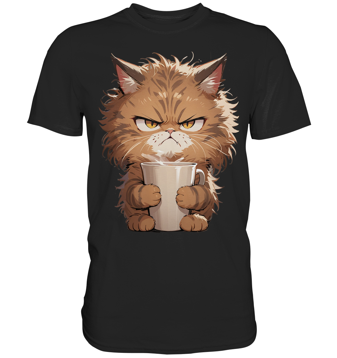 Angry Brown Tabby Cat Tee - Premium Shirt