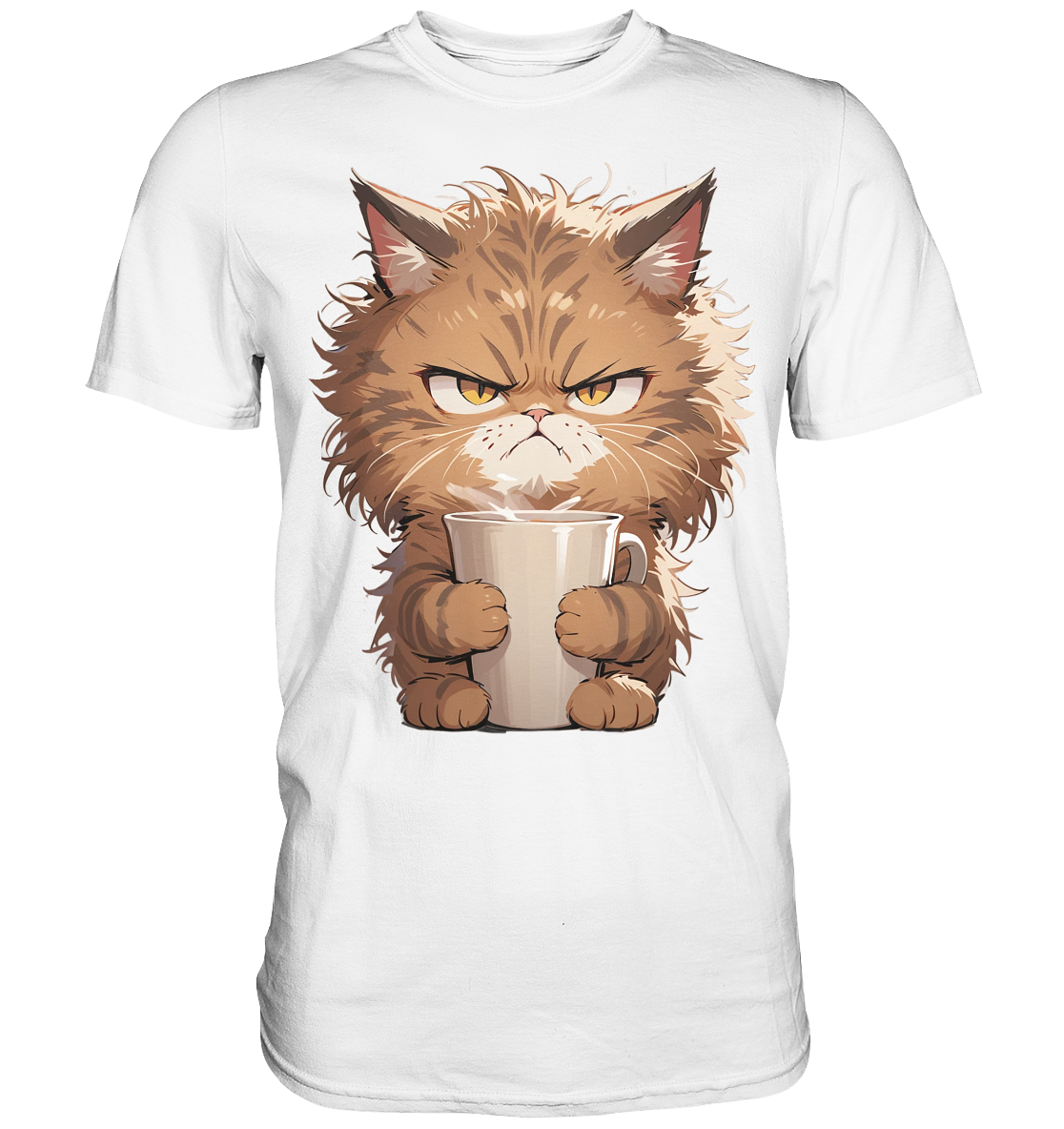 Angry Brown Tabby Cat Tee - Premium Shirt