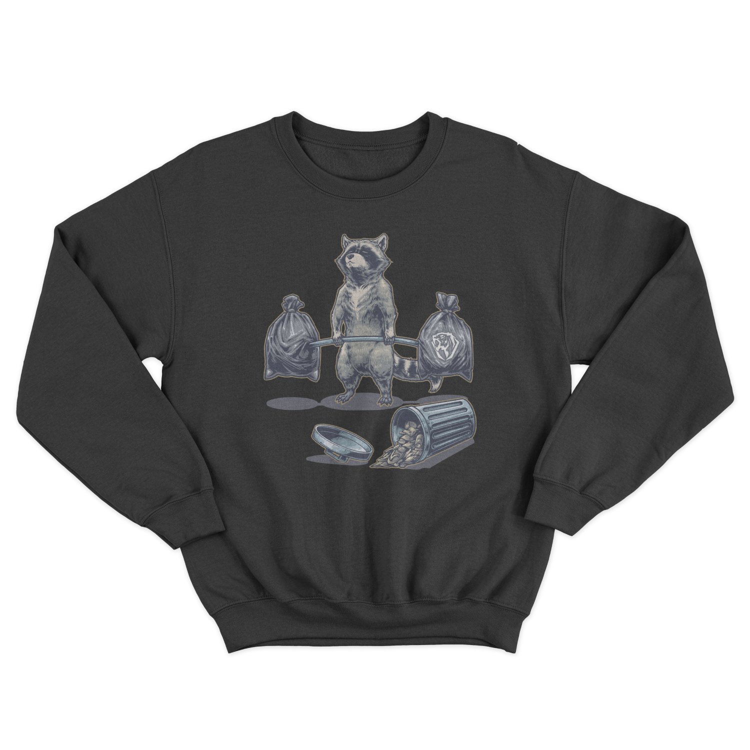 Deadlifting Raccoon Crewneck Sweatshirt