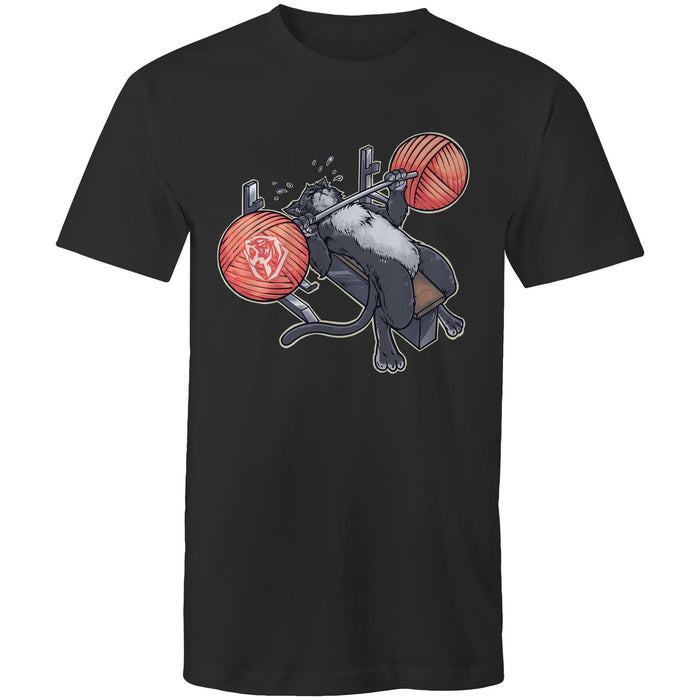 Benchpressing Tuxedo Cat T-shirt (AU)